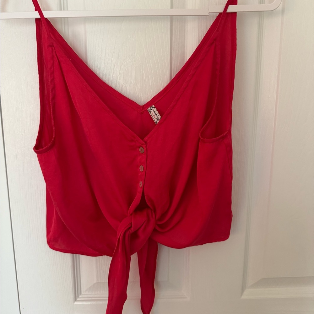 Free People Red Tie-Front Camisole